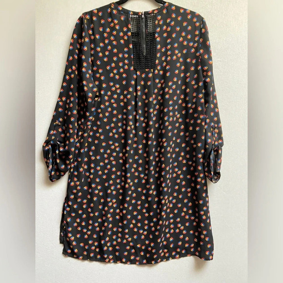 Anthropologie Meadow Rue Tunic Black Floral Fall Blouse Sz L - Picture 2 of 10